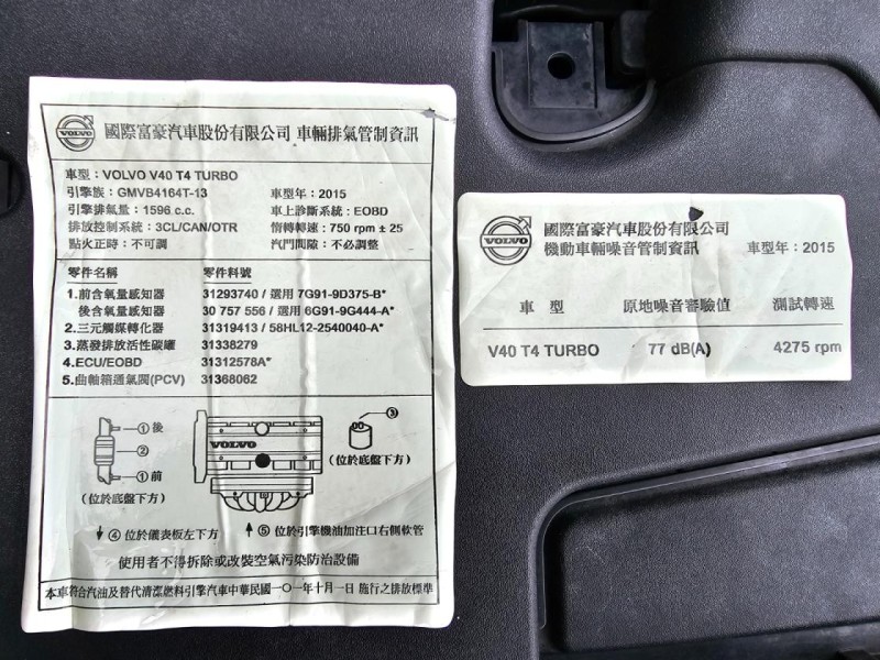 Volvo  V40 Volvo V40 2015款 T4 自手排 1.6L  | 新北市汽車商業同業公會｜TACA優良車商聯盟｜中古、二手車買車賣車公會認證保固